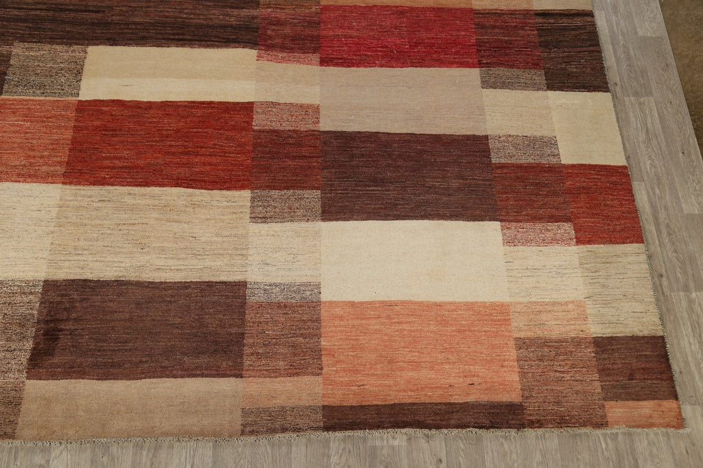 Checkered Gabbeh Kashkoli Oriental Area Rug 10x14