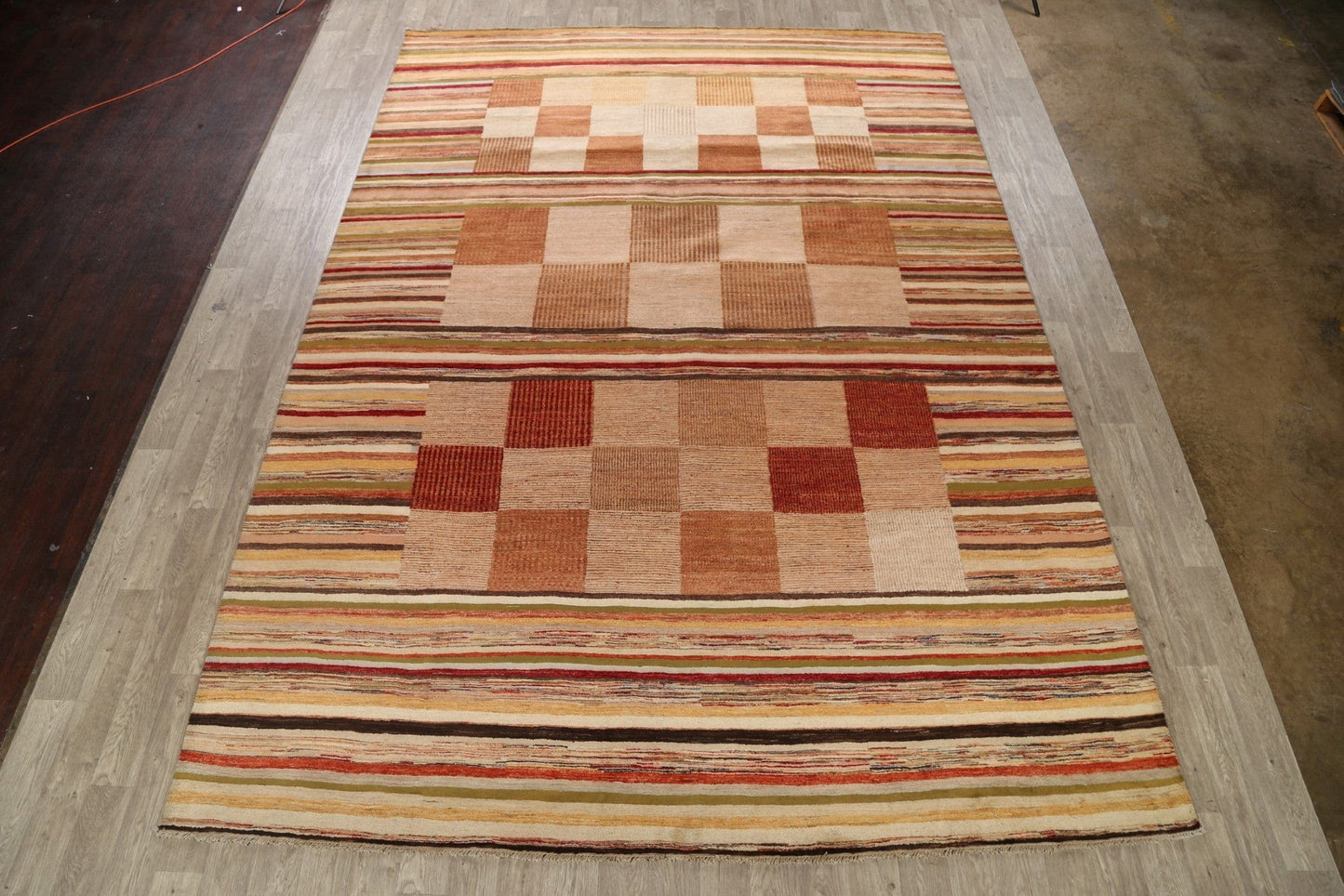 Checkered Gabbeh Kashkoli Oriental Area Rug 10x14