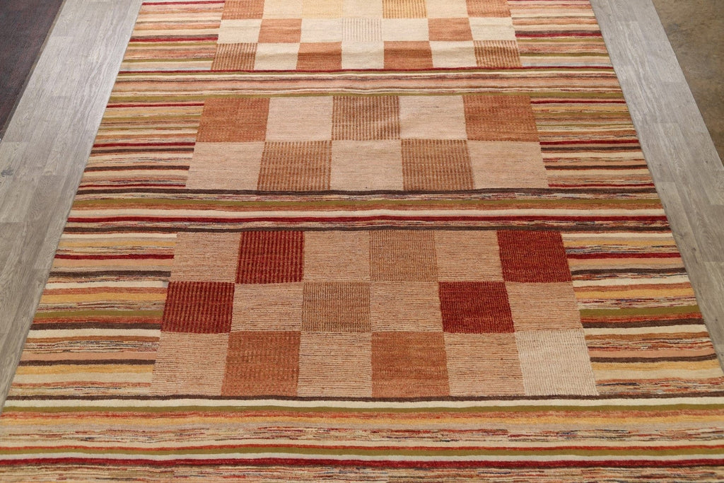 Checkered Gabbeh Kashkoli Oriental Area Rug 10x14