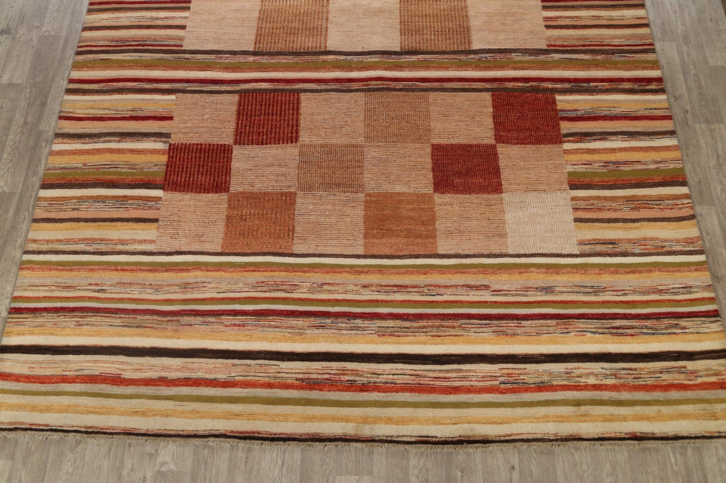 Checkered Gabbeh Kashkoli Oriental Area Rug 10x14