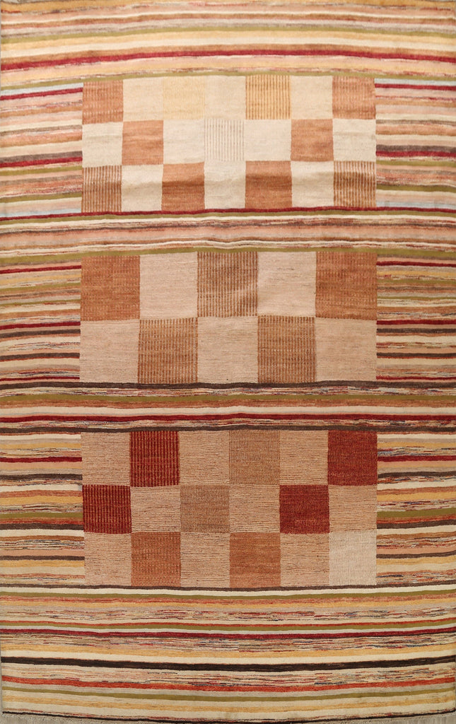 Checkered Gabbeh Kashkoli Oriental Area Rug 10x14