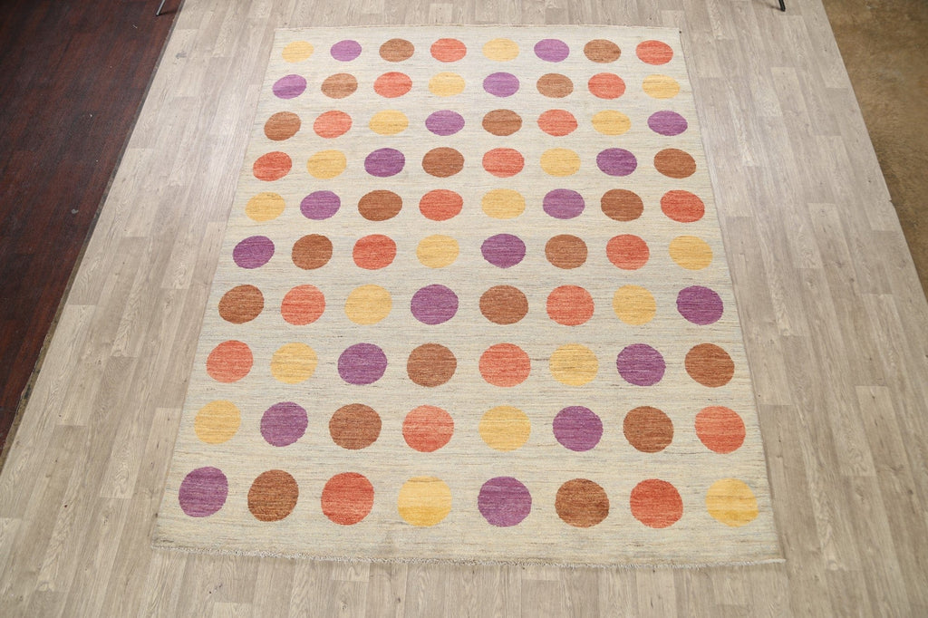 Polka Dot Gabbeh Kashkoli Oriental Area Rug 8x10