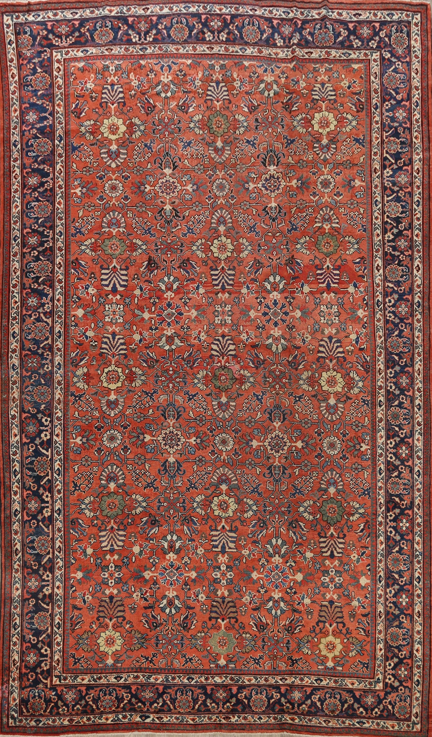 Pre-1900 Antique Vegetable Dye Sultanabad Persian Area Rug 10x14