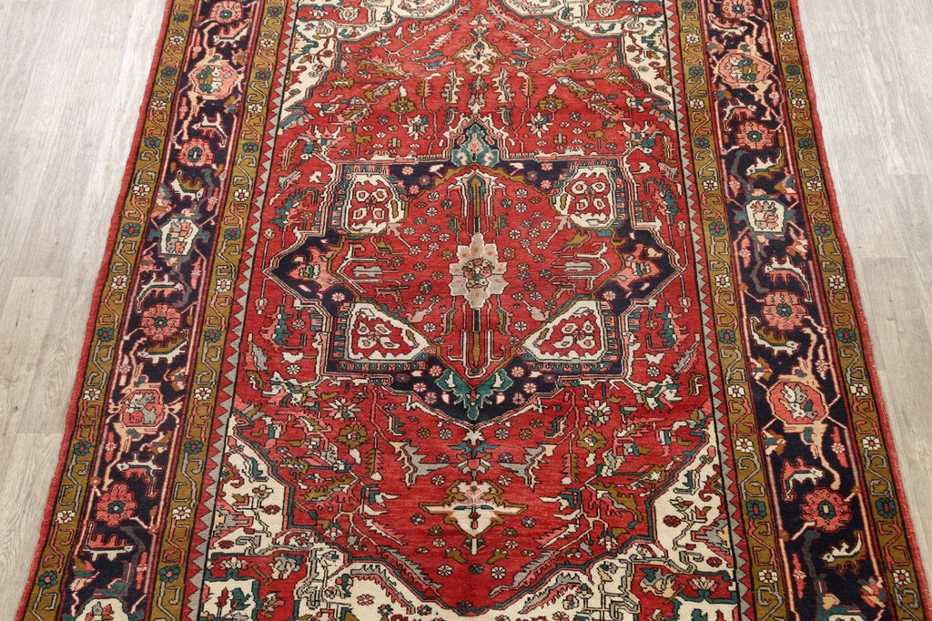 100% Vegetable Dye Geometric Heriz Persian Area Rug 8x11