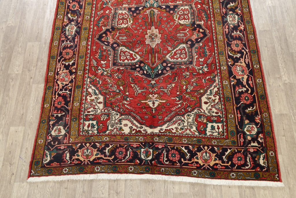 100% Vegetable Dye Geometric Heriz Persian Area Rug 8x11