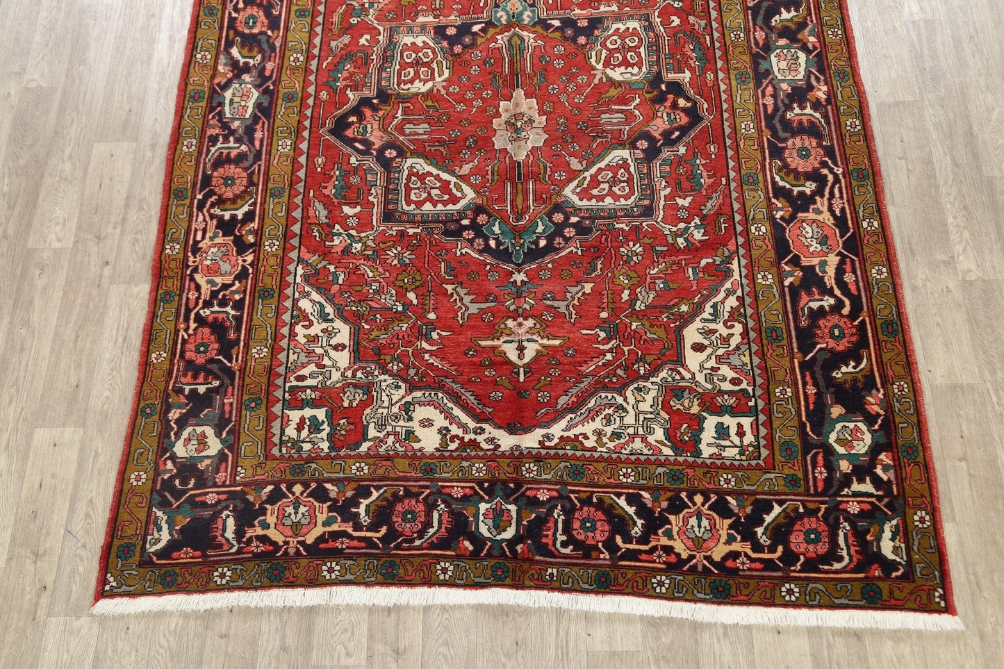 100% Vegetable Dye Geometric Heriz Persian Area Rug 8x11