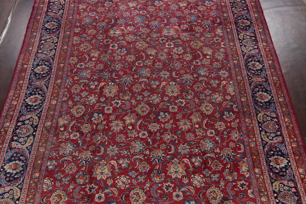 Antique Floral Vegetable Dye Mashad Persian Area Rug 10x13