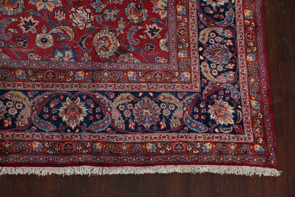 Antique Floral Vegetable Dye Mashad Persian Area Rug 10x13