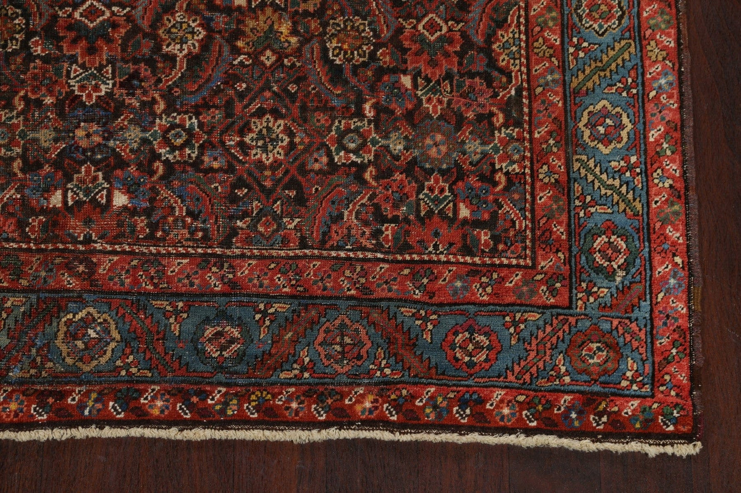 Pre-1900 Antique Floral Heriz Persian Area Rug 6x14