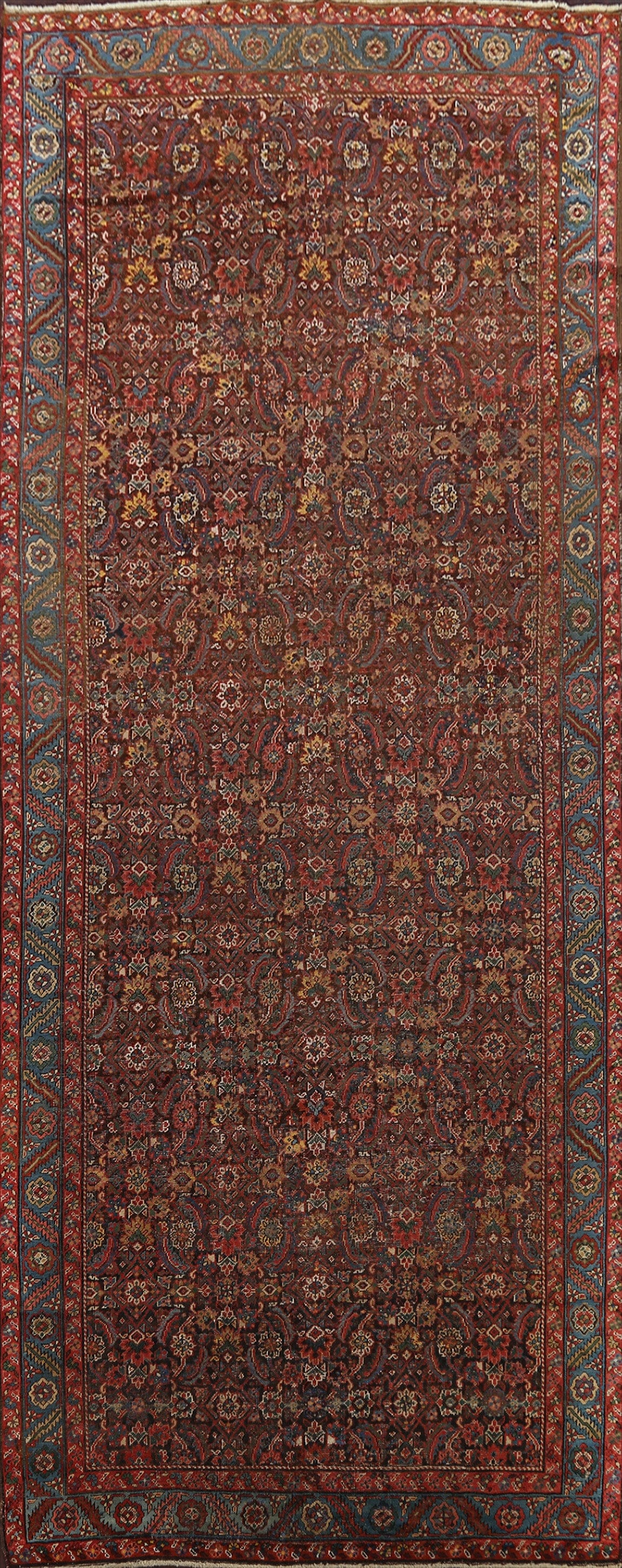 Pre-1900 Antique Floral Heriz Persian Area Rug 6x14