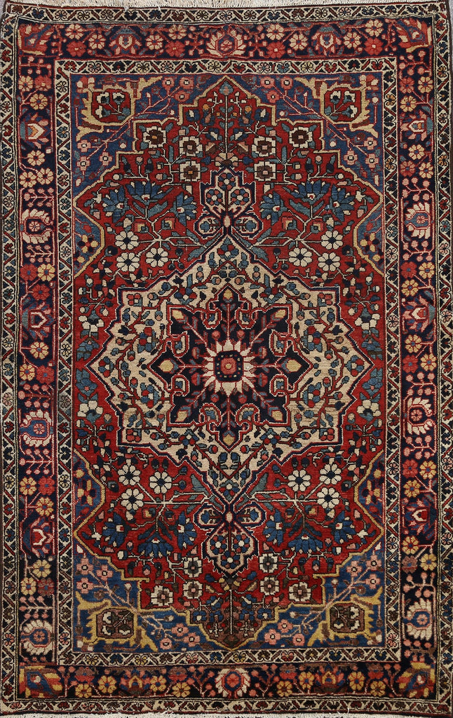 Antique Vegetable Dye Bakhtiari Persian Area Rug 5x7