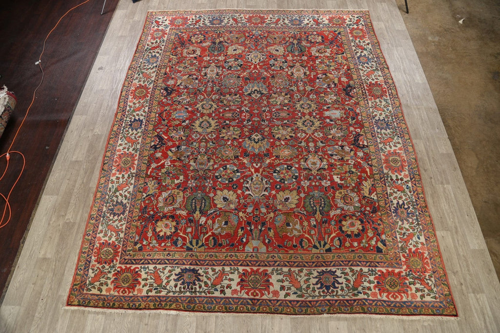 Pre-1900 Vegetable Dye Sultanabad Persian Area Rug 10x13