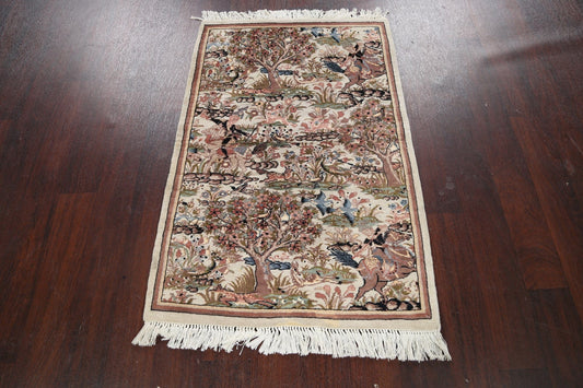 Hunting Design Pictorial Shahreza Persian Area Rug 3x4