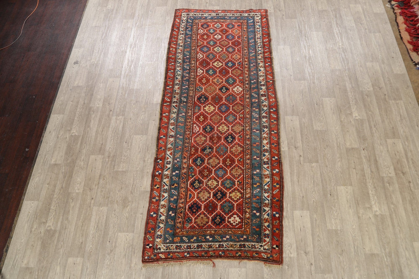 Pre-1900 Antique Vegetable Dye Kazak Oriental Runner Rug 4x10