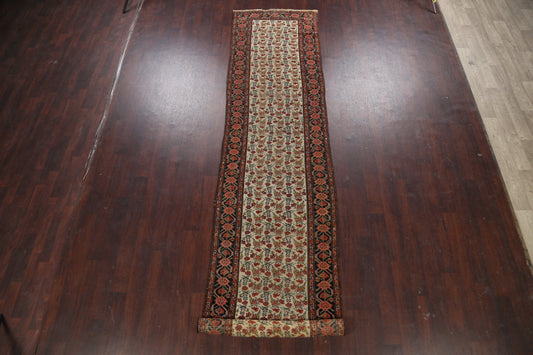 Pre-1900 Antique Vegetable Dye Malayer Persian Runner Rug 3x16