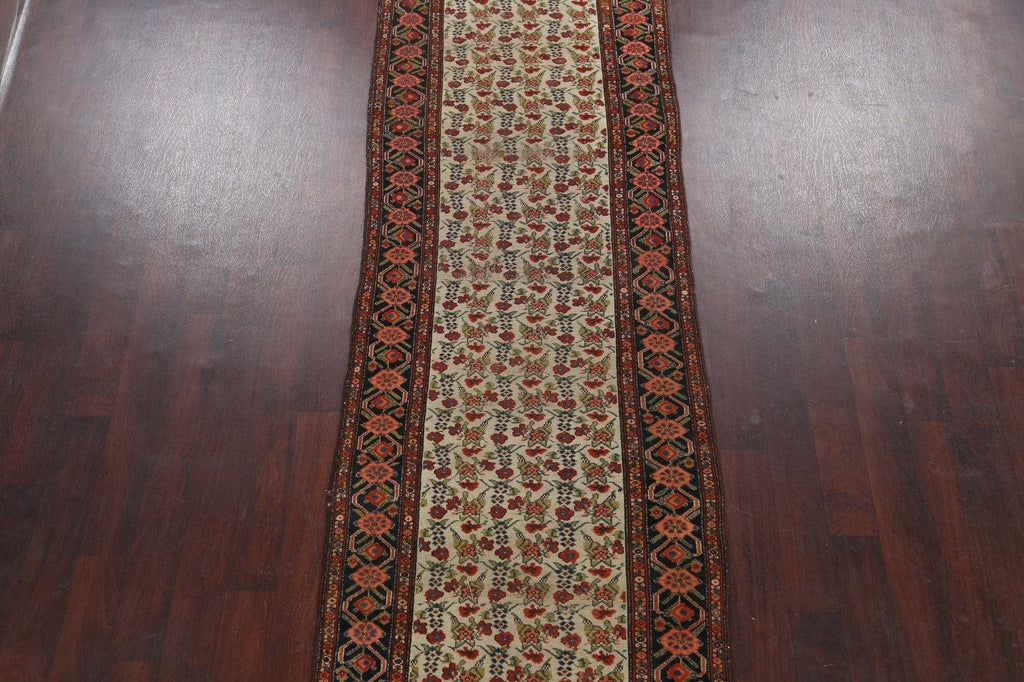 Pre-1900 Antique Vegetable Dye Malayer Persian Runner Rug 3x16