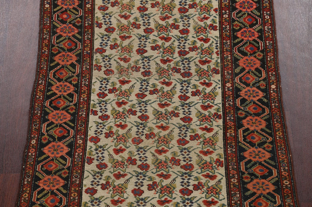 Pre-1900 Antique Vegetable Dye Malayer Persian Runner Rug 3x16