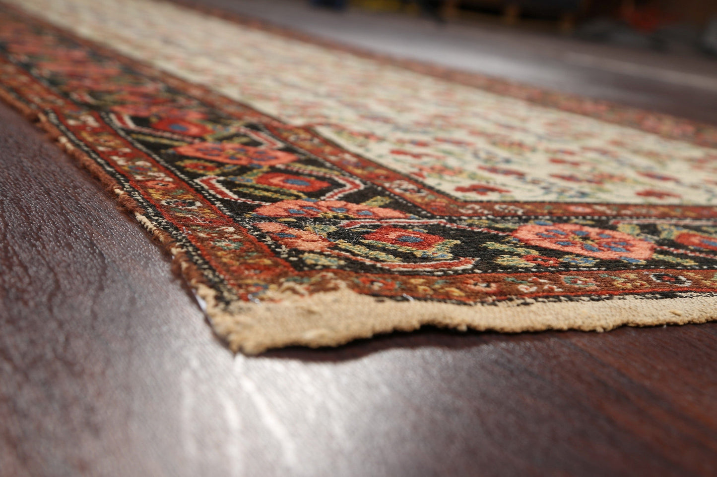 Pre-1900 Antique Vegetable Dye Malayer Persian Runner Rug 3x16