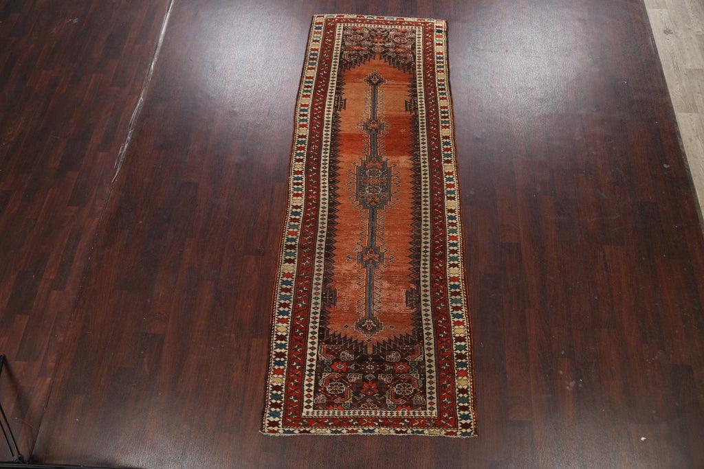 Pre-1900 Antique Vegetable Dye Malayer Persian Runner Rug 4x10