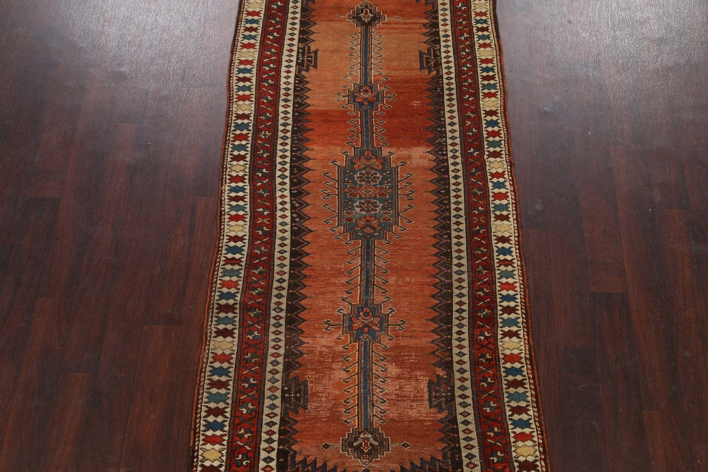 Pre-1900 Antique Vegetable Dye Malayer Persian Runner Rug 4x10