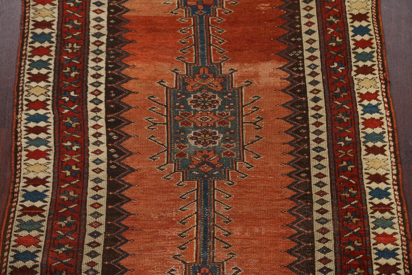 Pre-1900 Antique Vegetable Dye Malayer Persian Runner Rug 4x10