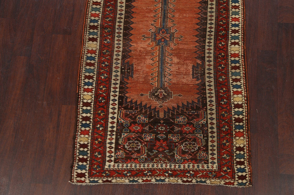 Pre-1900 Antique Vegetable Dye Malayer Persian Runner Rug 4x10