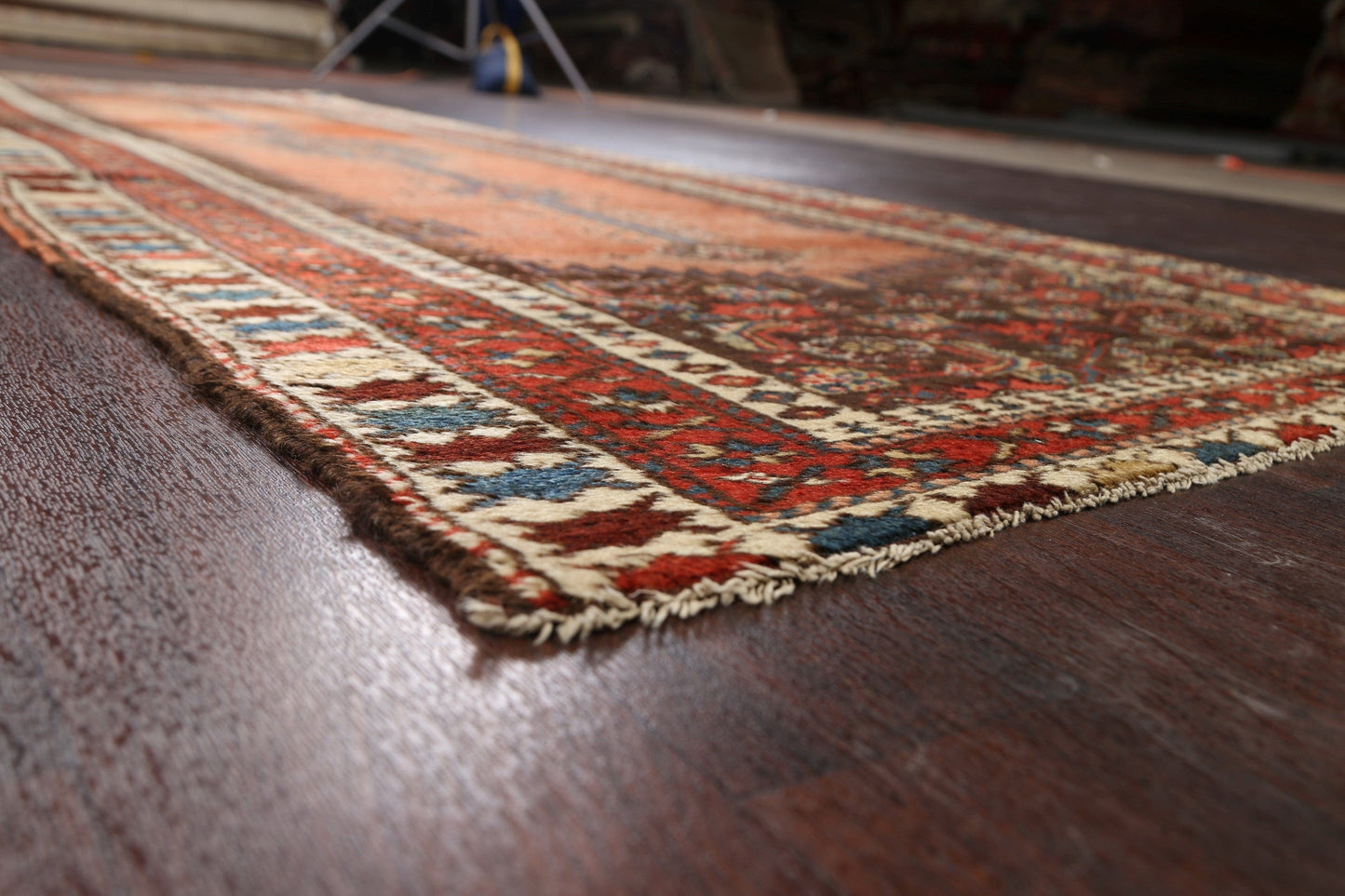 Pre-1900 Antique Vegetable Dye Malayer Persian Runner Rug 4x10