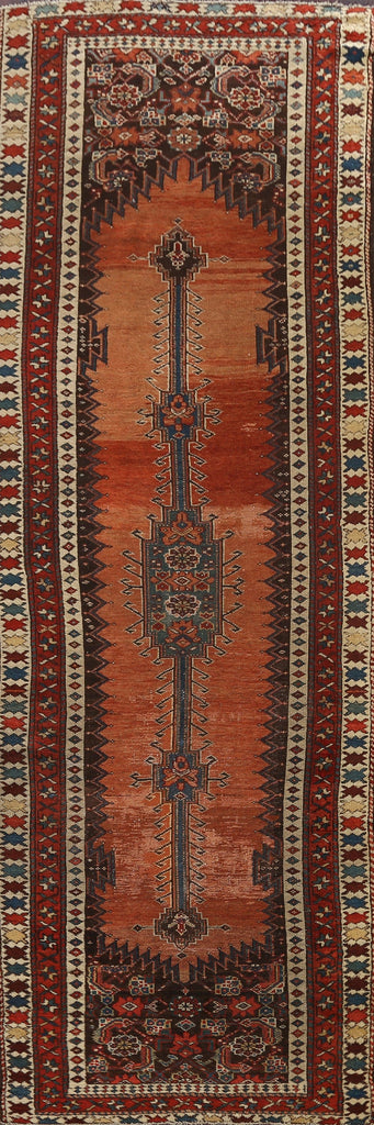 Pre-1900 Antique Vegetable Dye Malayer Persian Runner Rug 4x10