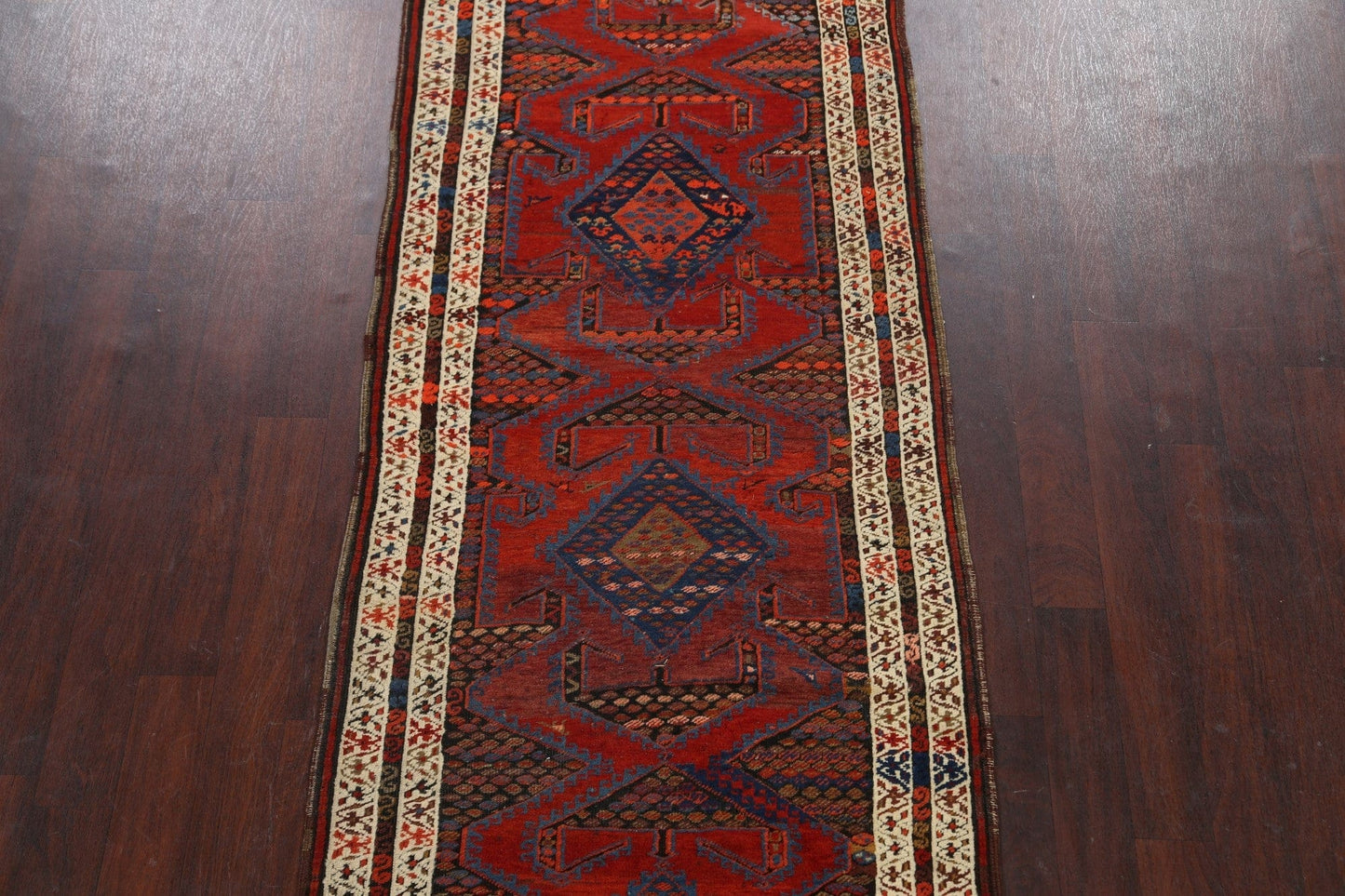 Geometric Heriz Bakhshayesh Persian Runner Rug 4x13