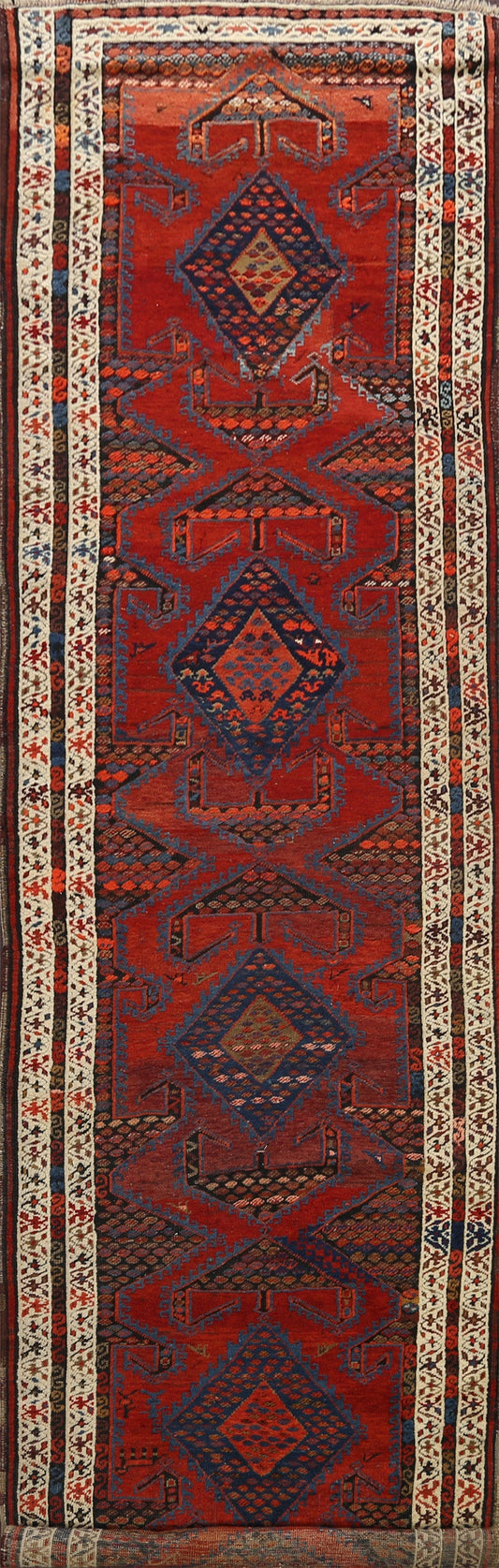 Geometric Heriz Bakhshayesh Persian Runner Rug 4x13