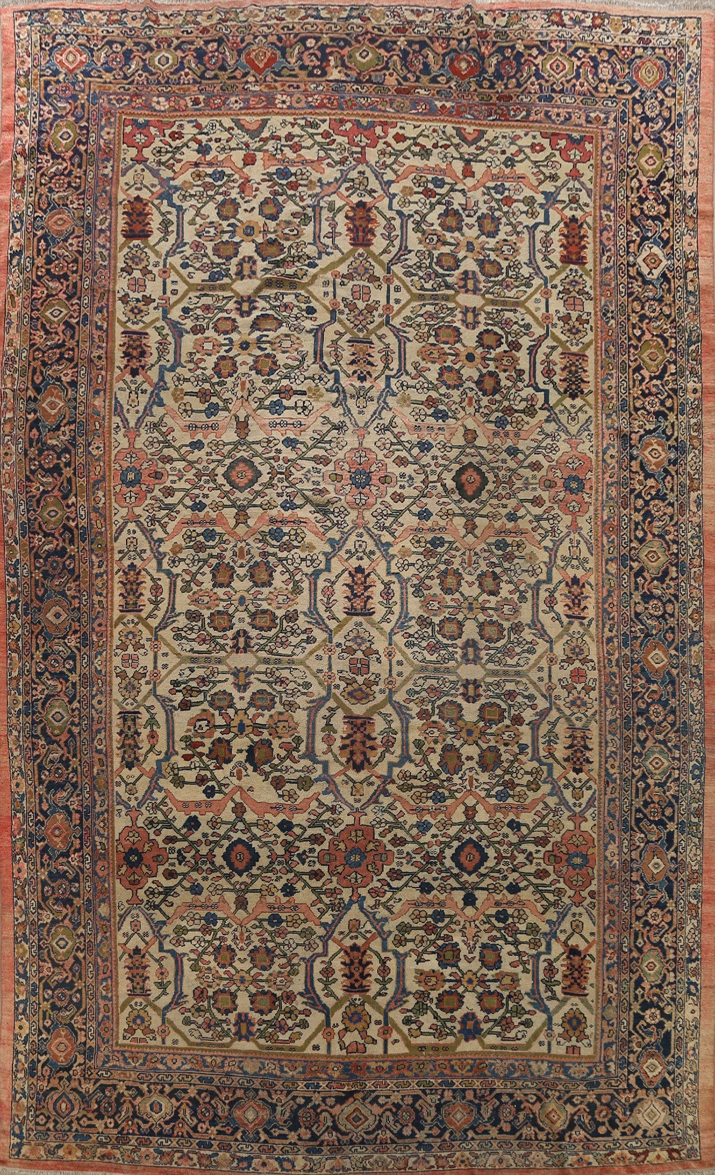 Pre-1900 Antique Vegetable Dye Sultanabad Persian Area Rug 10x13