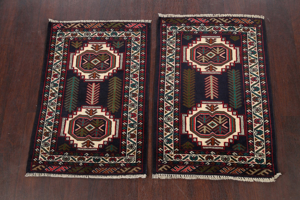 Set of 2 Geometric Balouch Oriental Area Rugs 2x3