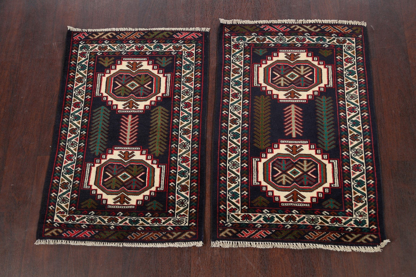 Set of 2 Geometric Balouch Oriental Area Rugs 2x3