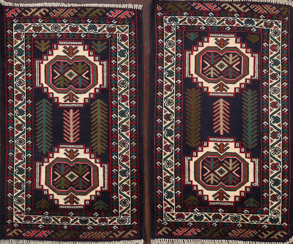 Set of 2 Geometric Balouch Oriental Area Rugs 2x3