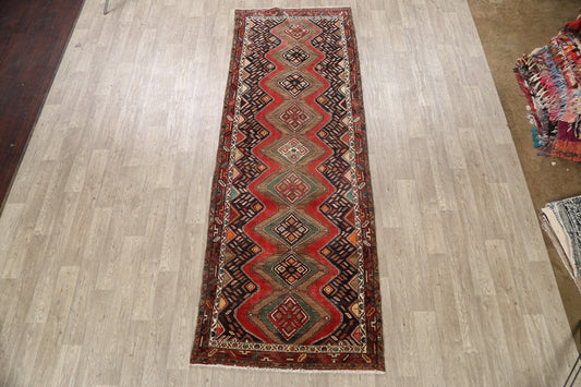 Tribal Geometric Hamedan Persian Runner Rug 4x11