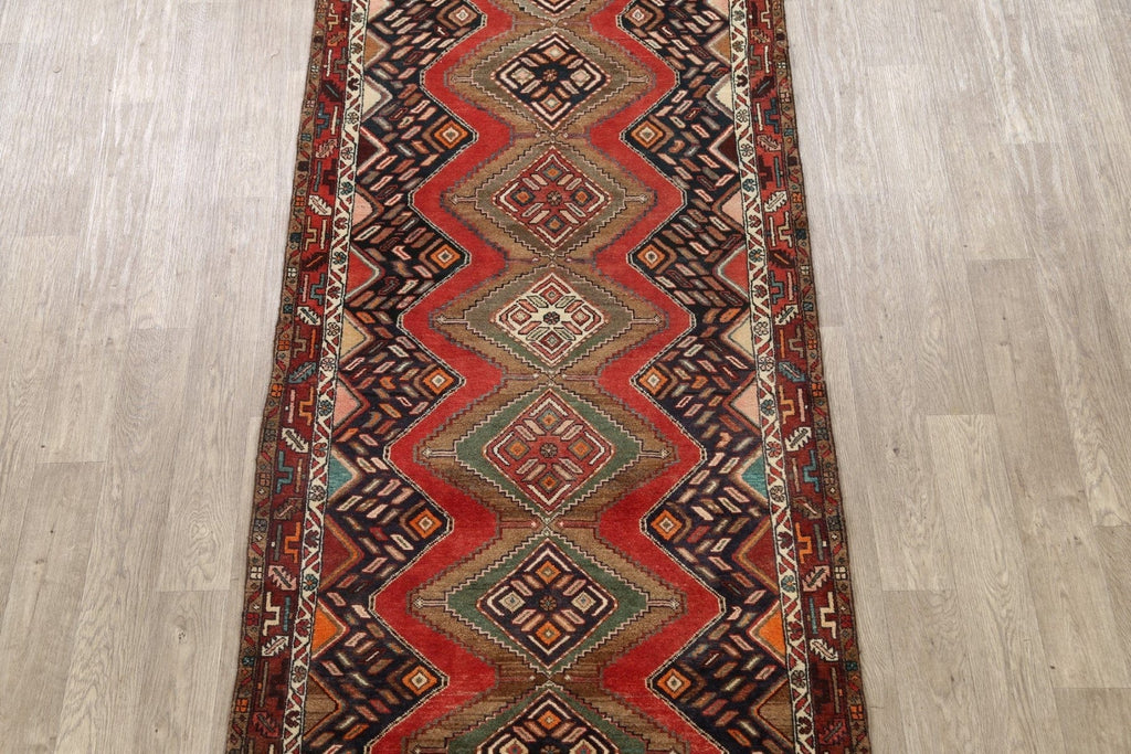 Tribal Geometric Hamedan Persian Runner Rug 4x11