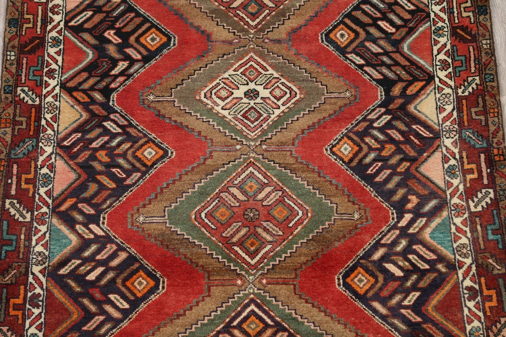 Tribal Geometric Hamedan Persian Runner Rug 4x11