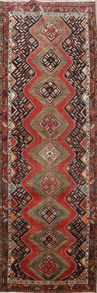 Tribal Geometric Hamedan Persian Runner Rug 4x11