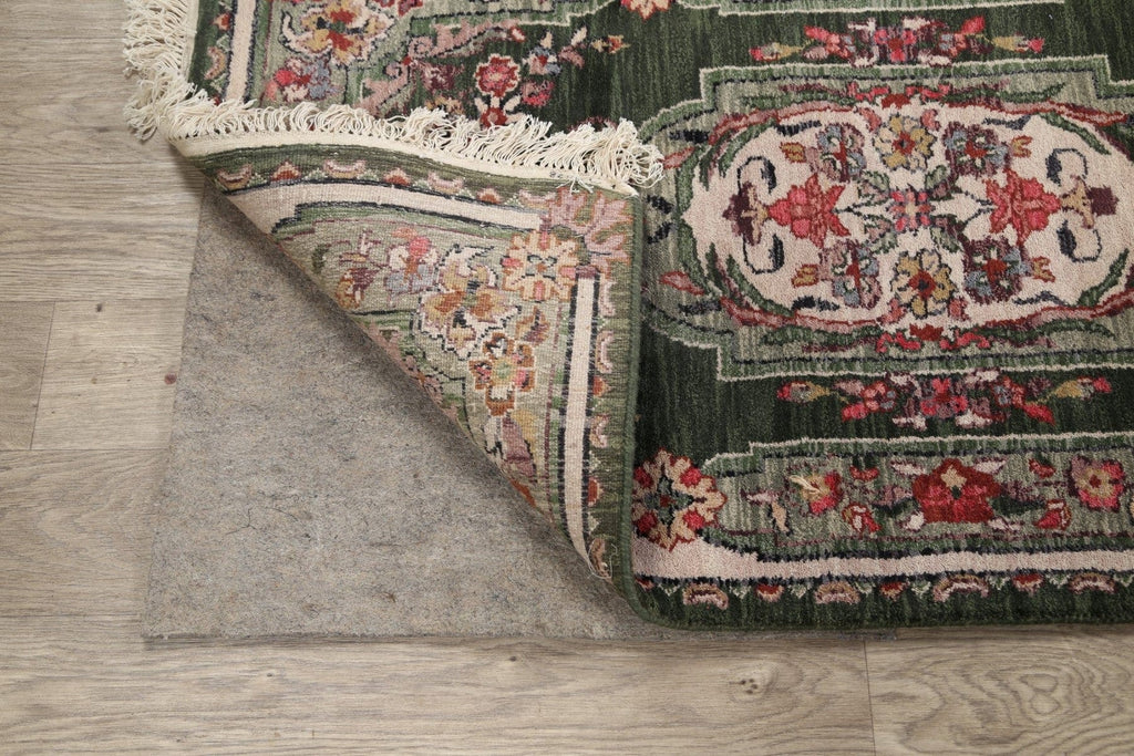 Green Floral Aubusson Oriental Runner Rug 3x10