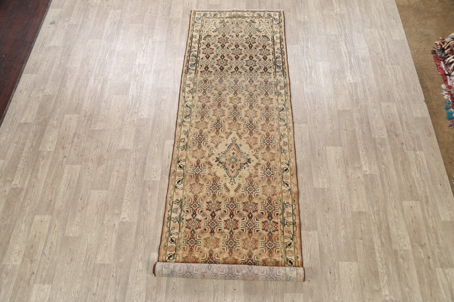 Geometric Hamedan Persian Runner Rug 4x13