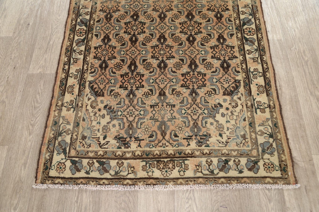 Geometric Hamedan Persian Runner Rug 4x13