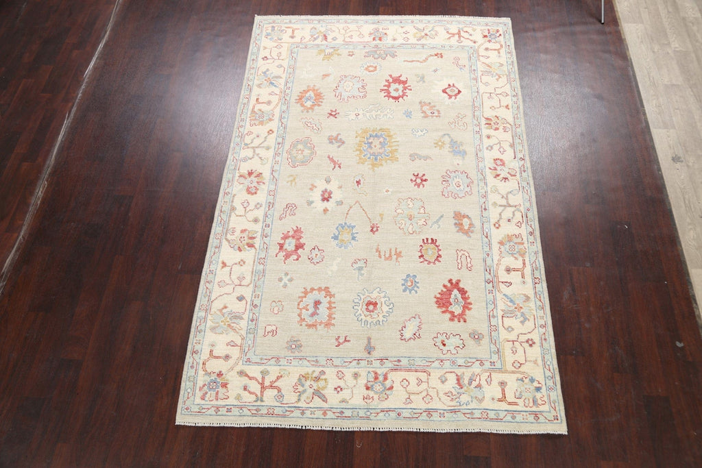 Vegetable Dye Floral Oushak Oriental Area Rug 6x9