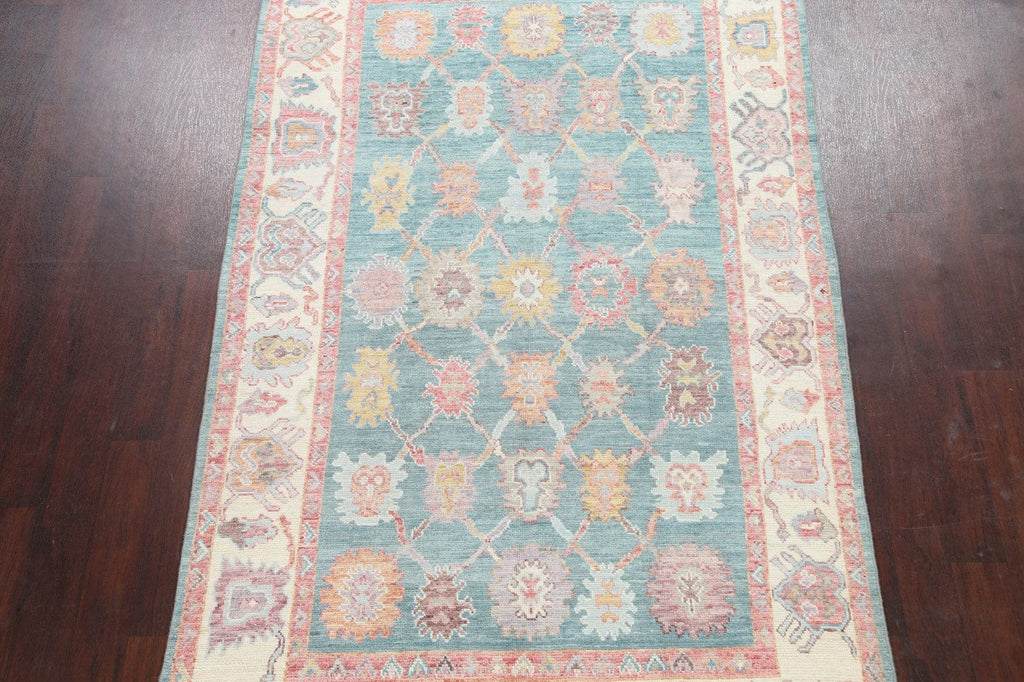 Vegetable Dye Floral Oushak Oriental Area Rug 5x9