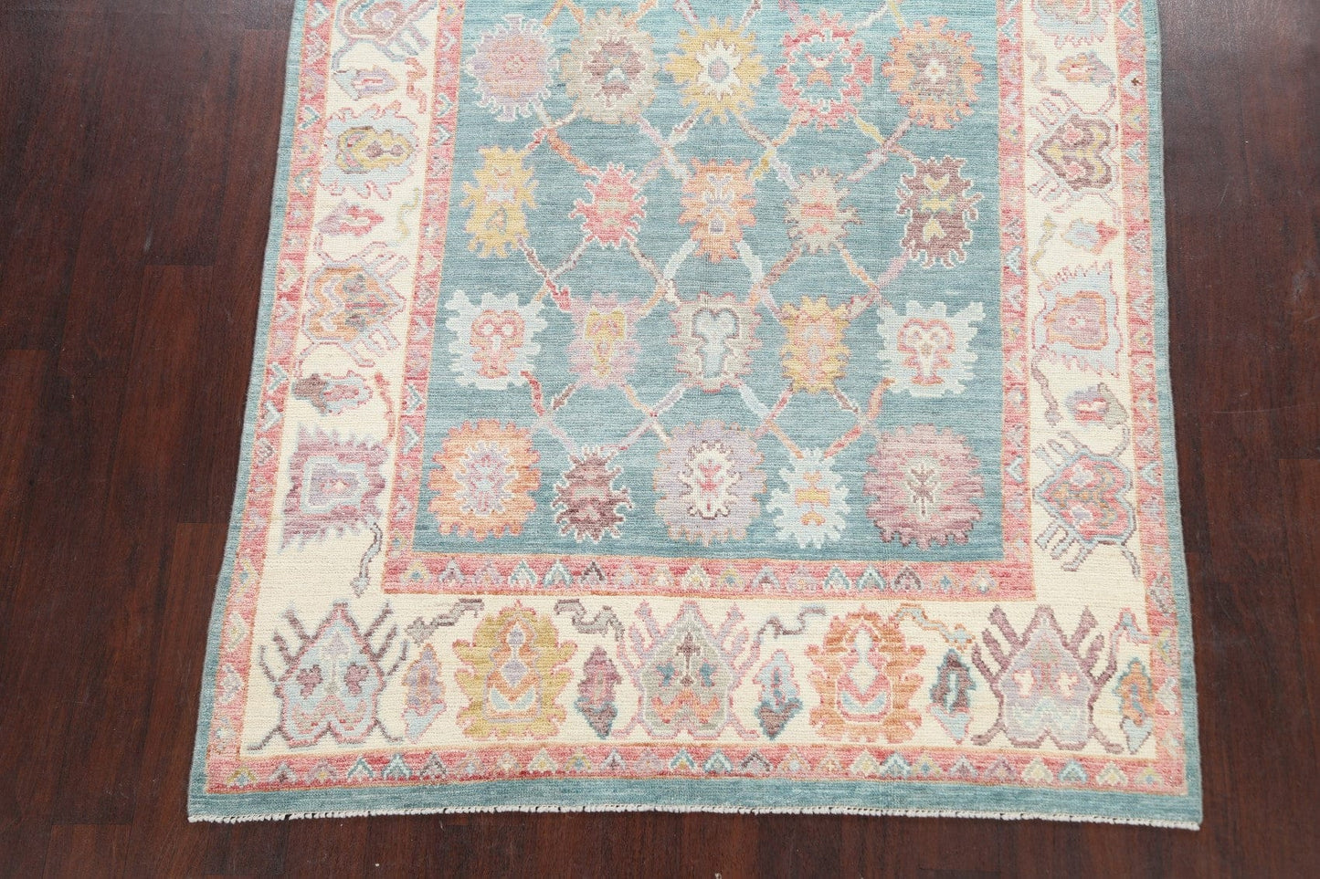 Vegetable Dye Floral Oushak Oriental Area Rug 5x9