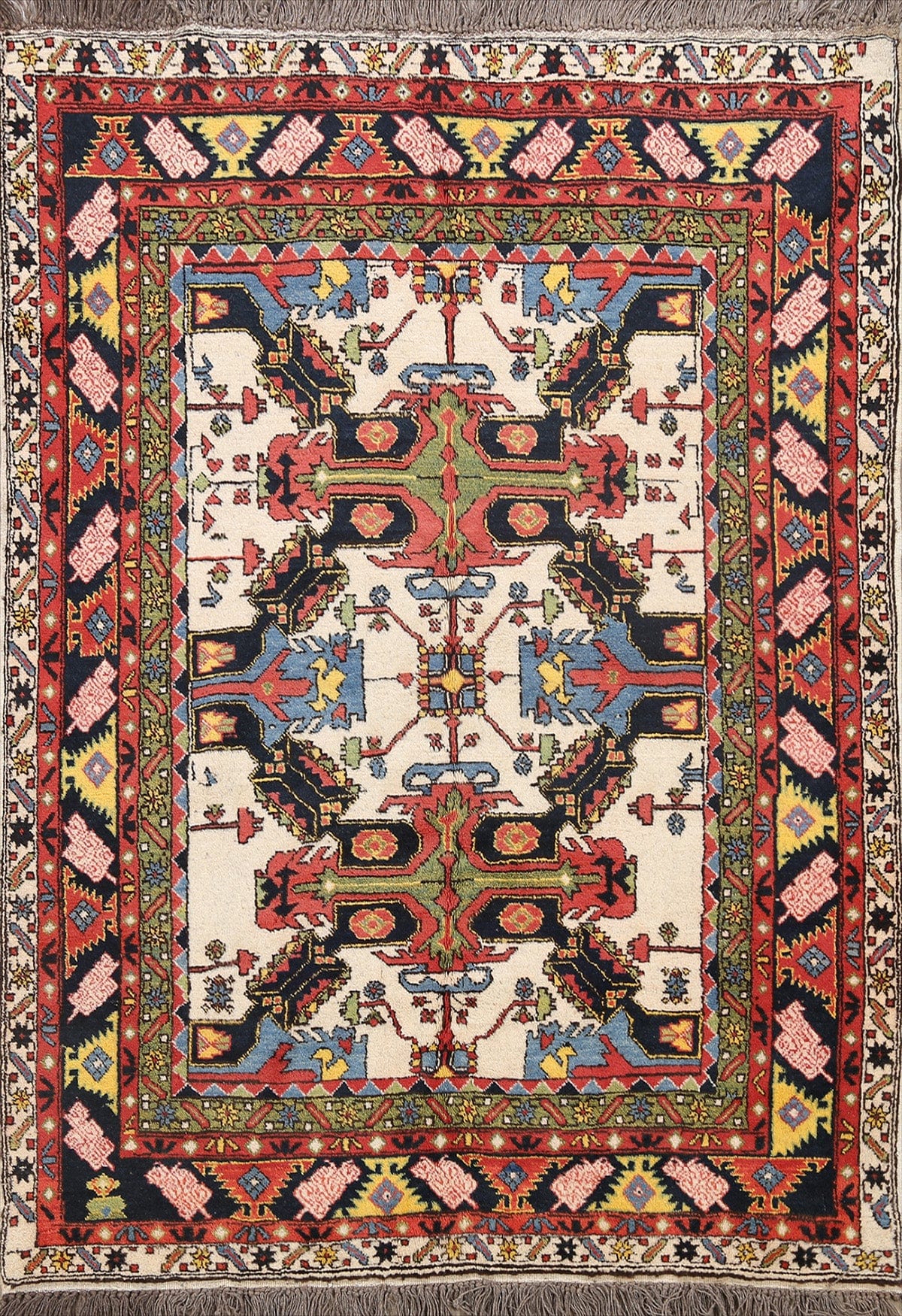 Geometric Kazak Oriental Area Rug 5x5 Square