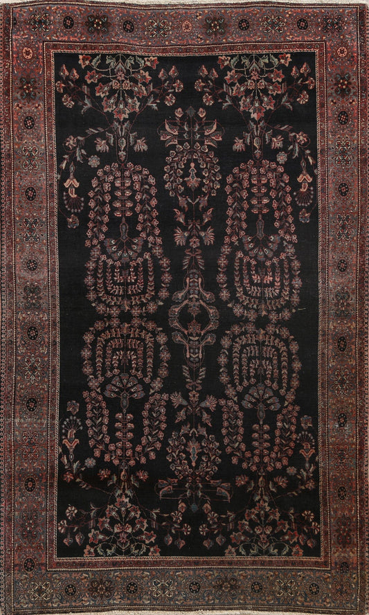 Pre-1900 Antique Floral Sarouk Persian Area Rug 4x7