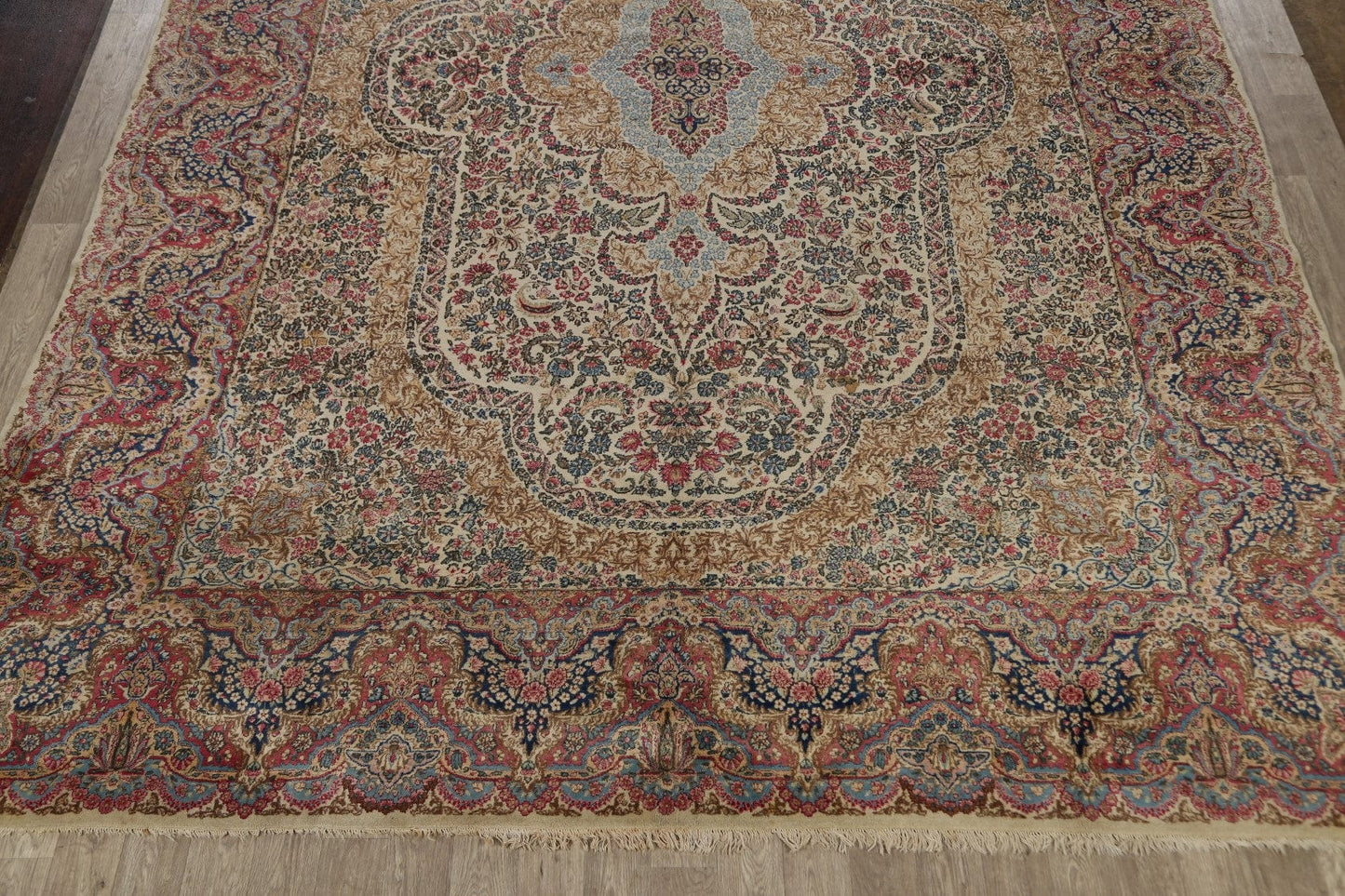 Antique Floral Large Kerman Persian Area Rug 12x16