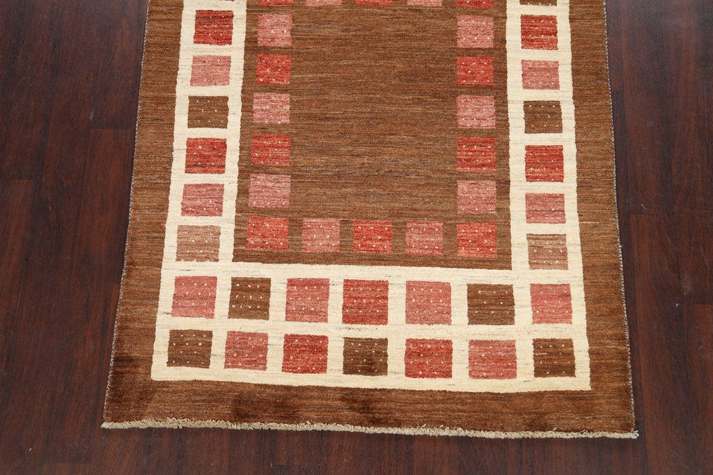 Checkered Gabbeh Kashkoli Oriental Area Rug 5x6