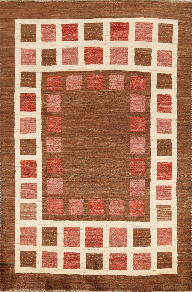 Checkered Gabbeh Kashkoli Oriental Area Rug 5x6