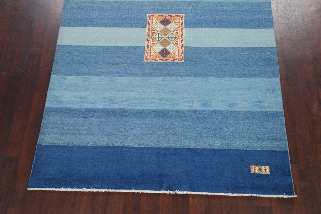 Stripes Modern Gabbeh Kashkoli Oriental Area Rug 7x9